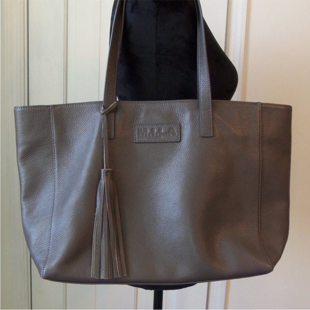 M.I.L.A. Gray tote with tassel